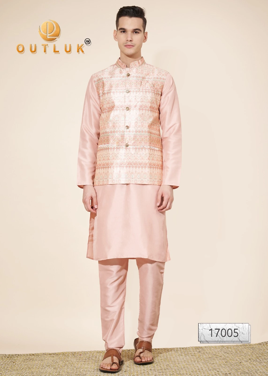 Outluk Wedding Collection Vol 17 Pure Silk Wholesale Modi Jacket Kurta Pajama Catalog — Singles, MPA wholesale from Surat — view 7
